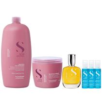 Kit Alfaparf Semi Di Lino Moisture - Shampoo 1L + Máscara 500ml + Cristalli 50ml + 3x Ampola 13ml Kit Alfaparf Semi Di Lino Moisture - Shampoo 1L + Máscara 500ml + Cristalli 50ml + 3x Ampola 13ml