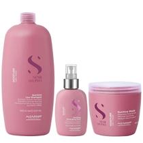 Kit Alfaparf Semi Di Lino Moisture - Shampoo 1L + Máscara 500ml + Fluído 125ml
