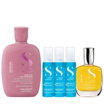 Kit Alfaparf Semi Di Lino Moisture - Shampoo 250ml + 3x Ampola 13ml + Cristalli 50ml Kit Alfaparf Semi Di Lino Moisture - Shampoo 250ml + 3x Ampola 13ml + Cristalli 50ml