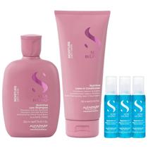 Kit Alfaparf Semi Di Lino Moisture - Shampoo 250ml + Leave in Condicionador 200ml + 3x Ampola 13ml Kit Alfaparf Semi Di Lino Moisture - Shampoo 250ml + Leave in Condicionador 200ml + 3x Ampola 13ml