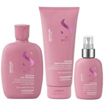 Kit Alfaparf Semi Di Lino Moisture - Shampoo 250ml + Leave in Condicionador 200ml + Fluído 125ml