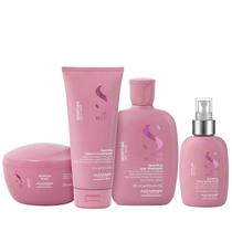 Kit Alfaparf Semi Di Lino Moisture - Shampoo 250ml + Leave in Condicionador 200ml + Máscara 200ml + Fluído 125ml