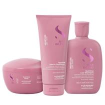 Kit Alfaparf Semi Di Lino Moisture - Shampoo 250ml + Leave in Condicionador 200ml + Máscara 200ml