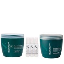Kit Alfaparf Semi Di Lino Reconstruction - Máscara 500ml + Máscara Suave 500ml + 3x Ampola 13ml