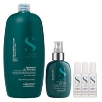 Kit Alfaparf Semi Di Lino Reconstruction - Shampoo 1L + Fluído 125ml + 3x Ampola 13ml Kit Alfaparf Semi Di Lino Reconstruction - Shampoo 1L + Fluído 125ml + 3x Ampola 13ml