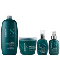 Kit Alfaparf Semi Di Lino Reconstruction - Shampoo 1L + Máscara Suave 500ml + Fluído 125ml + Creme 125ml