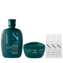 Kit Alfaparf Semi Di Lino Reconstruction - Shampoo 250ml + Máscara 200ml + 3x Ampola 13ml