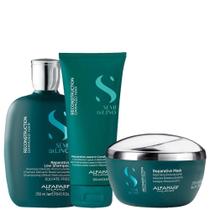 Kit Alfaparf Semi Di Lino Reconstruction Shampoo 250ml Máscara 200ml Condicionador 200ml Sem Sulfato