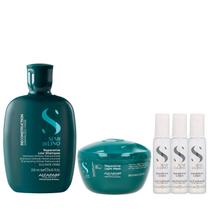 Kit Alfaparf Semi Di Lino Reconstruction - Shampoo 250ml + Máscara Suave 200ml + 3x Ampola 13ml