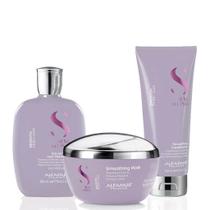 Kit Alfaparf Smooth Shampoo 250ml Máscara 200ml Condicionador 200ml Hidratação Brilho e Maciez