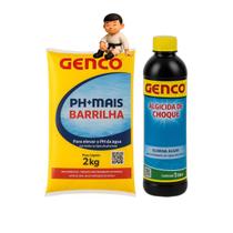 Kit Algicida Choque 1L Genclor + Barrilha Ph+ 2kg Genco