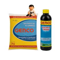 Kit Algicida Choque 1L Genclor + Sulfato Aluminio Genco 2KG