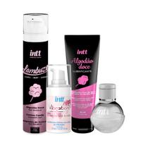 Kit Algodão Doce: Lubrificante Íntimo 50ml + Fruit Sexy 40ml + Vibration Power 17ml + Lambuze 50g Intt
