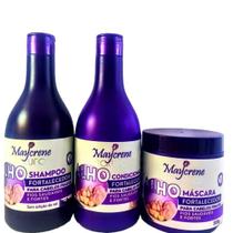 Kit Alho Fortalecedor Shampoo, Condicionador e Máscara para Cabelos Fracos - 3x500ml Maycrene