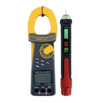 Kit Alicate Amperímetro Corrente Tensão Va-318 Fasímetro Identificador Sequência Fase Trifásico Spi-400 Portátil