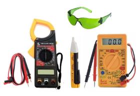 Kit Alicate Amperímetro Multímetro Digital e Detector De Tensão