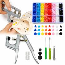 Kit Alicate Aplicador Botão de Pressão com Box 360 Botões Coloridos Coração Estrela e Círculo 12mm Kit Alicate Aplicador Botão de Pressão com Box 360 Botões Coloridos Coração Estrela e Círculo 12mm