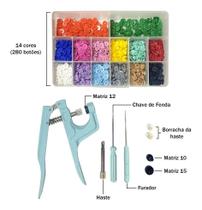 Kit Alicate Aplicar Botão De Pressão Tic Tac Plastico + Organizador com 280 Botões 12mm Rita