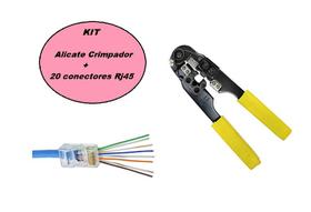 Kit Alicate Crimpador 3 em 1 com 20 Conectores Rj45