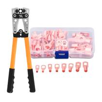 Kit Alicate Crimpador de Terminais 6 a 50mm 60 Terminais de Cobre Profissional, Catraca, Estojo Incluso