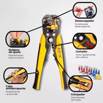 Kit Alicate Crimpador Decapador com 1200 Terminais Ilhós Tubular Profissional e Completo