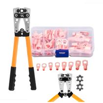 Kit Alicate Crimpador Prensa Cabo de Bateria 6 a 50mm e 60 Terminais Inclusos Kit Alicate Crimpador Prensa Cabo de Bateria 6 a 50mm e 60 Terminais Inclusos