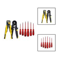 Kit Alicate Crimpador Prensa Terminal Chaves Isoladas Kit Alicate Crimpador Prensa Terminal Chaves Isoladas