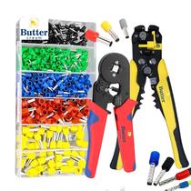 Kit Alicate Crimpar Descascador 1200 Terminais Ilhos Tubular Descascador Cortar Fio Eletrico Crimpador