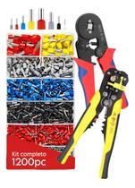 Kit Alicate Crimpar Descascador 1200 Terminais Ilhos Tubular