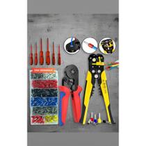 Kit Alicate Crimpar e Decapador Fios + 1200 Terminais Ilhós