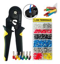 Kit Alicate Crimpar Prensa Caixa 1.250 unidades terminal ilhós Terminais Elétricos Ilhós Tubular 0,5mm Até 10mm