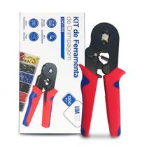Kit Alicate Crimpar Prensa com 1200 Terminais Ilhós 0,25 a 10mm², Catraca Ajustável, Estojo Completo
