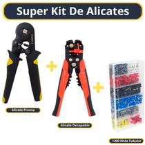 Kit Alicate Crimpar Prensa Terminal Com 1200 Ilhós Tubular E Alicate Decapador De Fio Automatico