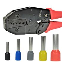Kit Alicate Crimpar Prensar Crimpador Crimpagem Tubular e 250 Terminais Ilhós 1,5mm a 10mm² Compressão Pré Isolados