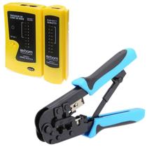 Kit Alicate Crimpar RJ11 Rj45 + Testador Cabo Rede Lan Telefone