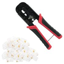Kit Alicate Crimpar Rj45 Rj11 Cabo Rede + 100 Plugs RJ45