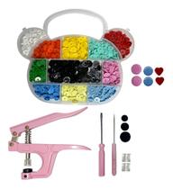 Kit Alicate de Aplicar Botão de Pressão Plástico Ritas Box Organizador 120 Botões Coração 10 E 12mm Kit Alicate de Aplicar Botão de Pressão Plástico Ritas Box Organizador 120 Botões Coração 10 E 12mm