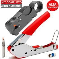 Kit Alicate de Compressão RG6 RG59 Decapador Cabo Coaxial TV Internet