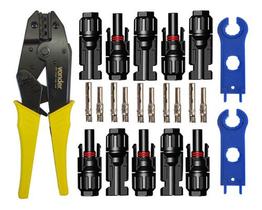 Kit Alicate De Crimpagem + 5 Conectores Mc4 + 1 Par De Chave Esticador - Energia Solar