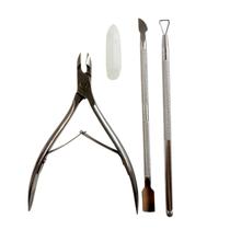 Kit Alicate e 2 Espatulas Inox Para Cutículas - Dafu