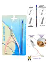 Kit Alicate+Espátula Remove Esmalte Cutícula Corta Unha