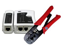 Kit alicate grimpar RJ11 RJ45 c/ catraca + testador de cabos