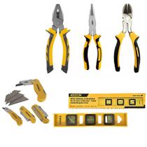 Kit Alicate Nível De Mão Estilete Tipo Canivete Kit Alicate Nível De Mão Estilete Tipo Canivete