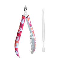 Kit Alicate para Cutícula + Espátula Dupla Mundial Style Borboleta Cores Sortidas Ref: 758