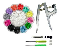 Kit Alicate Para Pregar Botão de Pressão Completo + 180 Botões Plásticos Ritas Sortidos Kit Alicate Para Pregar Botão de Pressão Completo + 180 Botões Plásticos Ritas Sortidos