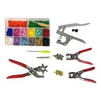 Kit Alicate Pregar Botão Plástico + Alicate Aplicar Botão de Metal 35 Ilhós 54 280 Botões Ritas 12mm