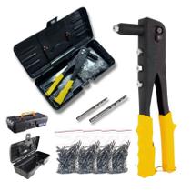 Kit Alicate Rebitador Manual + 200 Rebites + Caixa + Brocas
