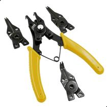Kit Alicate Retenção P/ Trava Anel Interno Externo Bico Curvo Reto