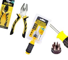 Kit Alicate Universal 6" Chaves Intercambiáveis 6 Pontas + Cabo 8 Peças