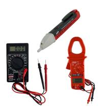 Kit Alicate Volt Amperímetro Digital Continuidade Diodo Detector Tensão Multímetro Corrente Ac Dc Portátil Instrutherm